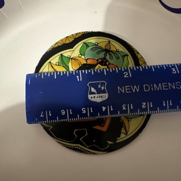 West Lacquer Pin Brooch Hand Painted Black Wood Japanese Warrior Signed Oriental - Picture 6 of 6